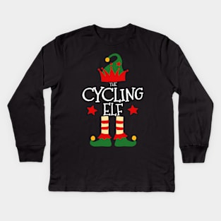 Cycling Elf Matching Family Group Christmas Party Pajamas Kids Long Sleeve T-Shirt